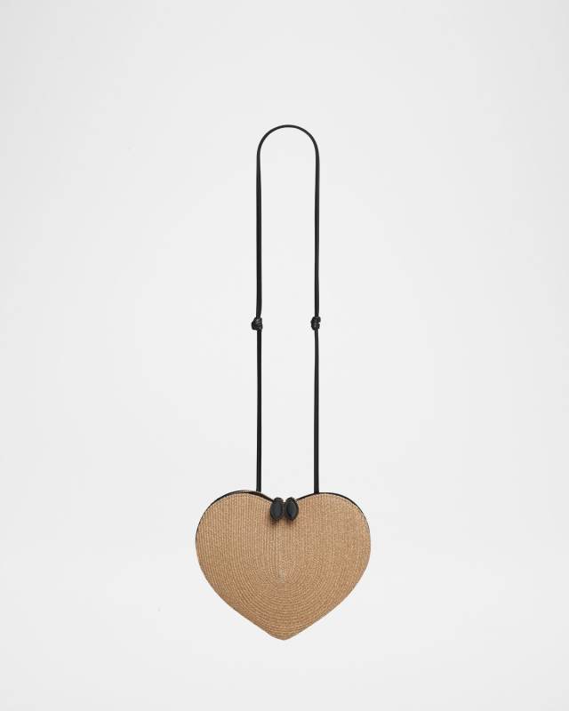 Le Coeur Crossbody Bag in Paper Straw